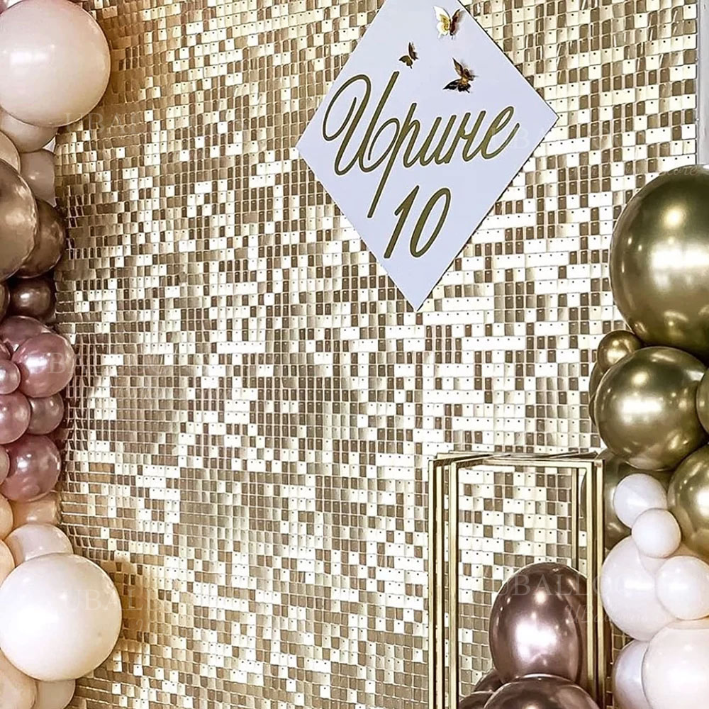 Sequin Fabric Panel - シャンパンゴールドシマー背景パネル 12/24 個ライトゴールドスパンコールグリッターパネル誕生日卒業プロム 2025 結婚式の装飾