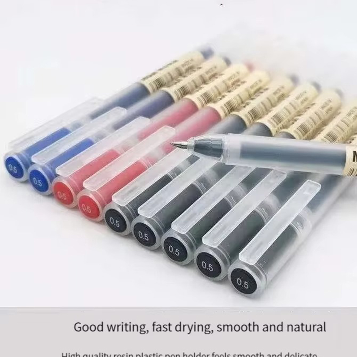 Muji Stationery Gel Pen - Mujis-カワイイジェルペン、インクペン、オフィス、学校、ボールペン、ライティング、文房具、黒、赤、青、0.5mm、3〜6個