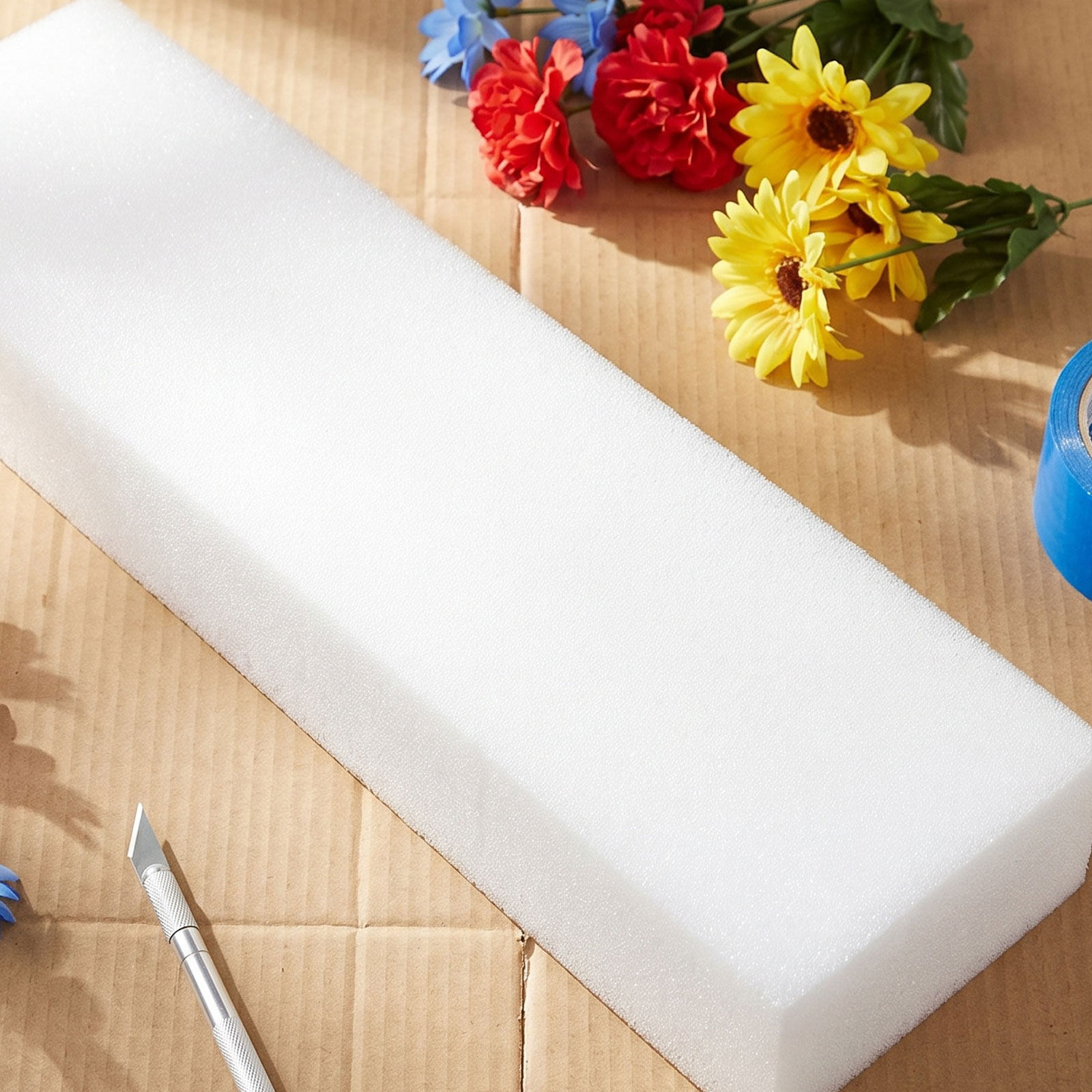 Embellishment Crafts - 4 個の花用フォームブロック、工芸品用、細かい質感、簡単にカットできる形状、安定したサポート、新鮮な造花、ウェディングブーケ