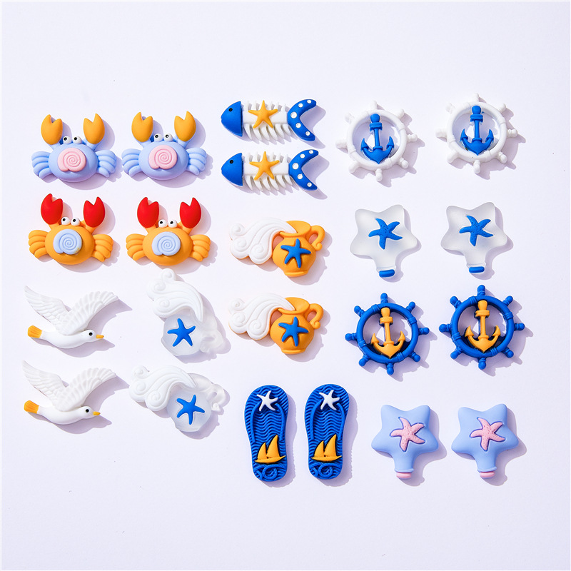 Christmas Craft Embellishment - カニフロートボトルスライパーミニチュア、フラットバックスクラップブッキング装飾、DIYクラフト、マリンスタイル、ビーチ、家の装飾、10個