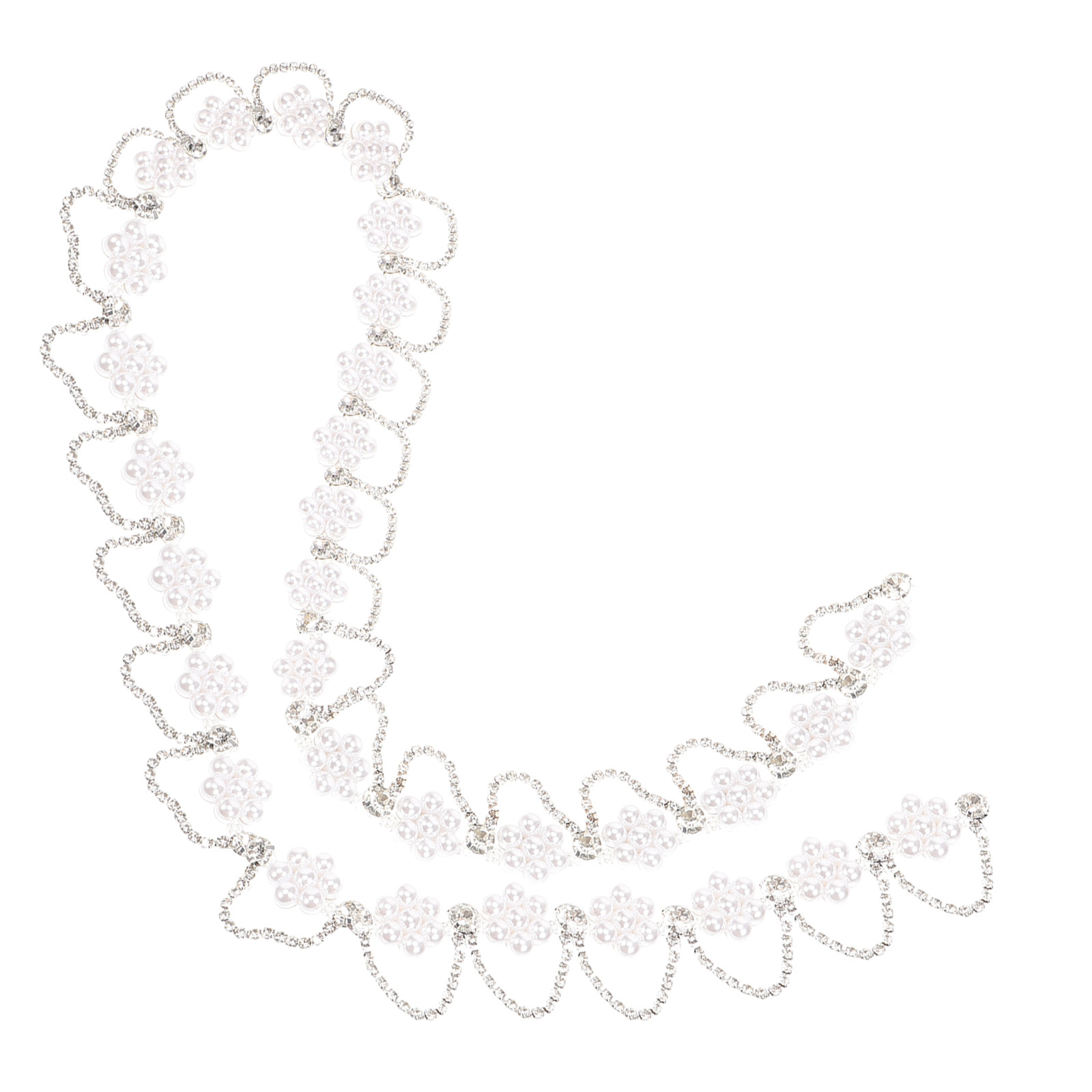 Craft Embellishment - 高級ラインストーンパールチェーントリム DIY用 服飾 ヘアバンド ドレス 帽子