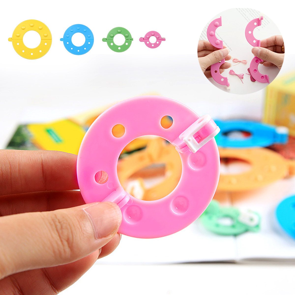 Pom Pom Maker Tool - 8個入りポンポンメーカー 4サイズ必須 ABS樹脂製毛玉メーカーキット DIYニードルクラフトツール 糸、紐、ハサミに適しています