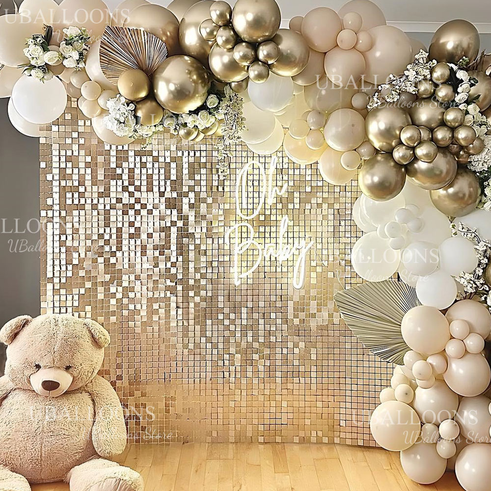 マットシャンパンゴールド背景パネル12/18/24枚入り マ - Sequin Fabric Panel のレビューと価格