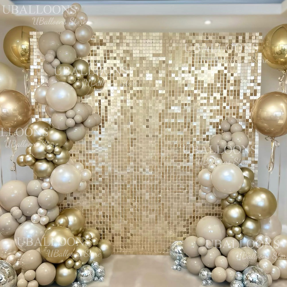 マットシャンパンゴールド背景パネル12/18/24枚入り マ - Sequin Fabric Panel のレビューと価格