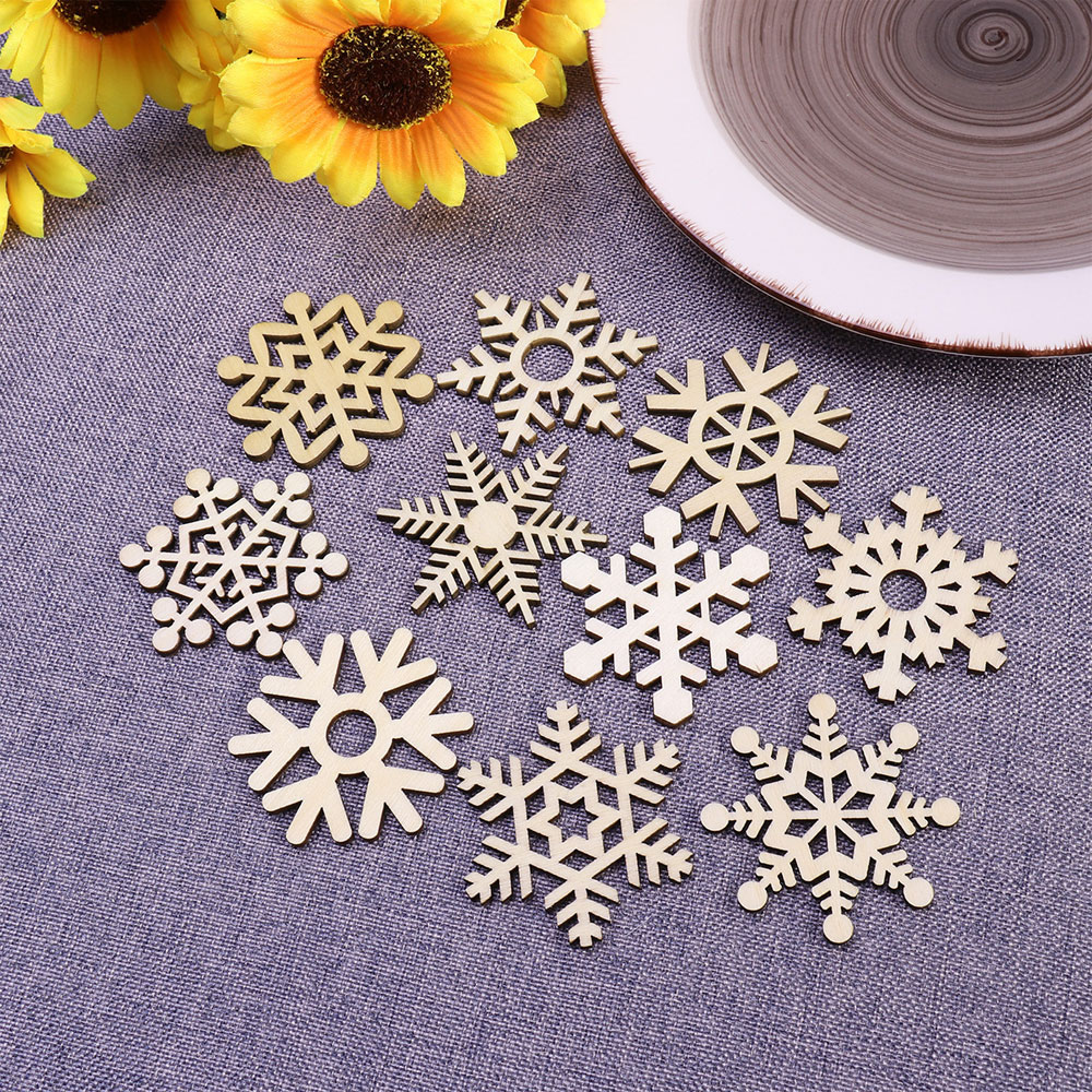 10 個クリスマスツリーデコレーション DIY 各種木製スノ - Christmas Craft Embellishment のレビューと価格
