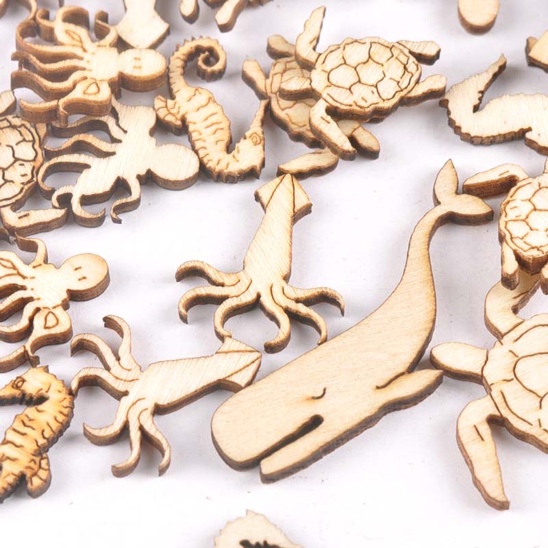 20個25-40mmウミガメ/馬/クジラの木diy工芸品家の - Craft Embellishment のレビューと価格
