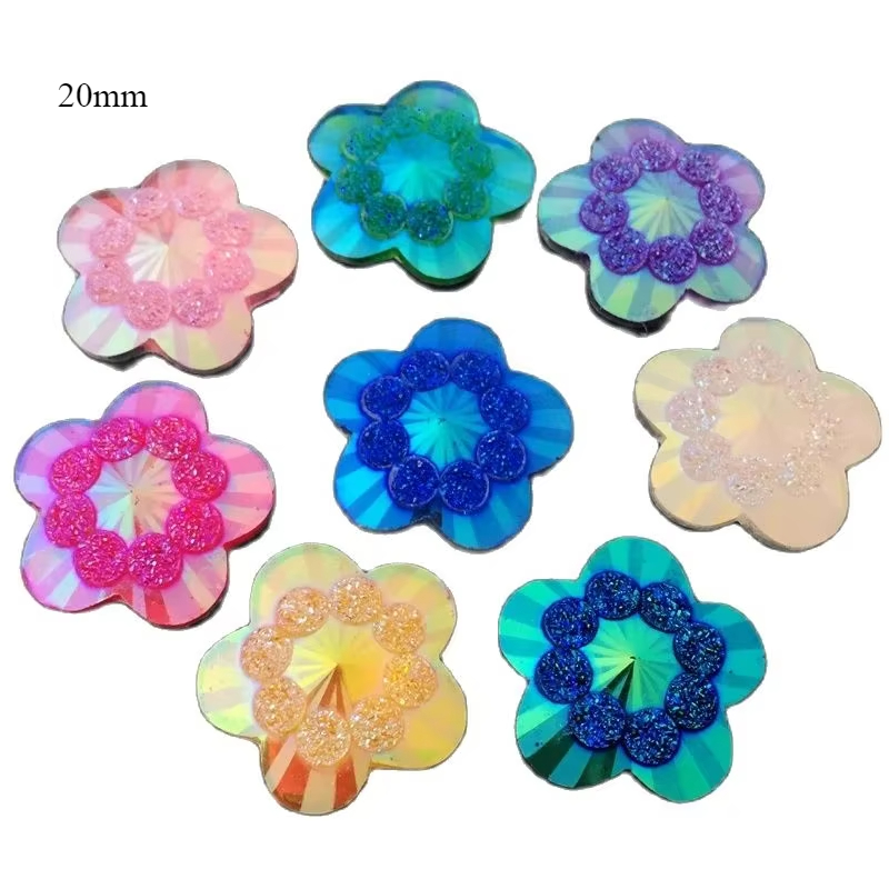20 個 20 ミリメートル ab 混合色花形のラインストー - Embellishment Glue Craft のレビューと価格