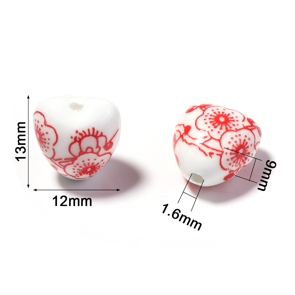 12 x 13 mmハートの花模様セラミック製ゆったり工芸ジ - Embellishment Crafts のレビューと価格