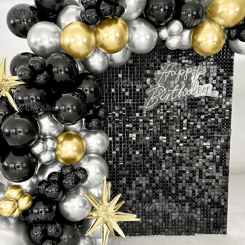 ブラックシマーウォールバックドロップ 12/16/24枚 グ - Sequin Fabric Panel のレビューと価格